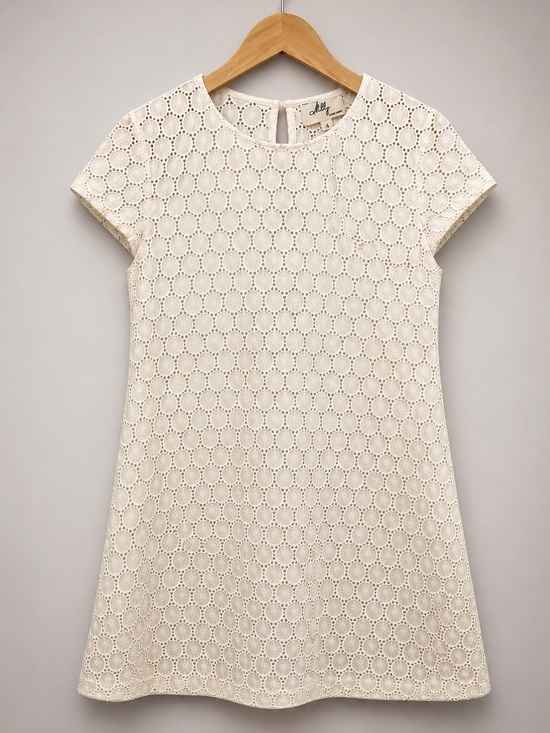 Milly Dresses & Skirts - Vintage Milly New York Y2K Eyelet Lace Shift Dress Ivory 4 Boho Chic